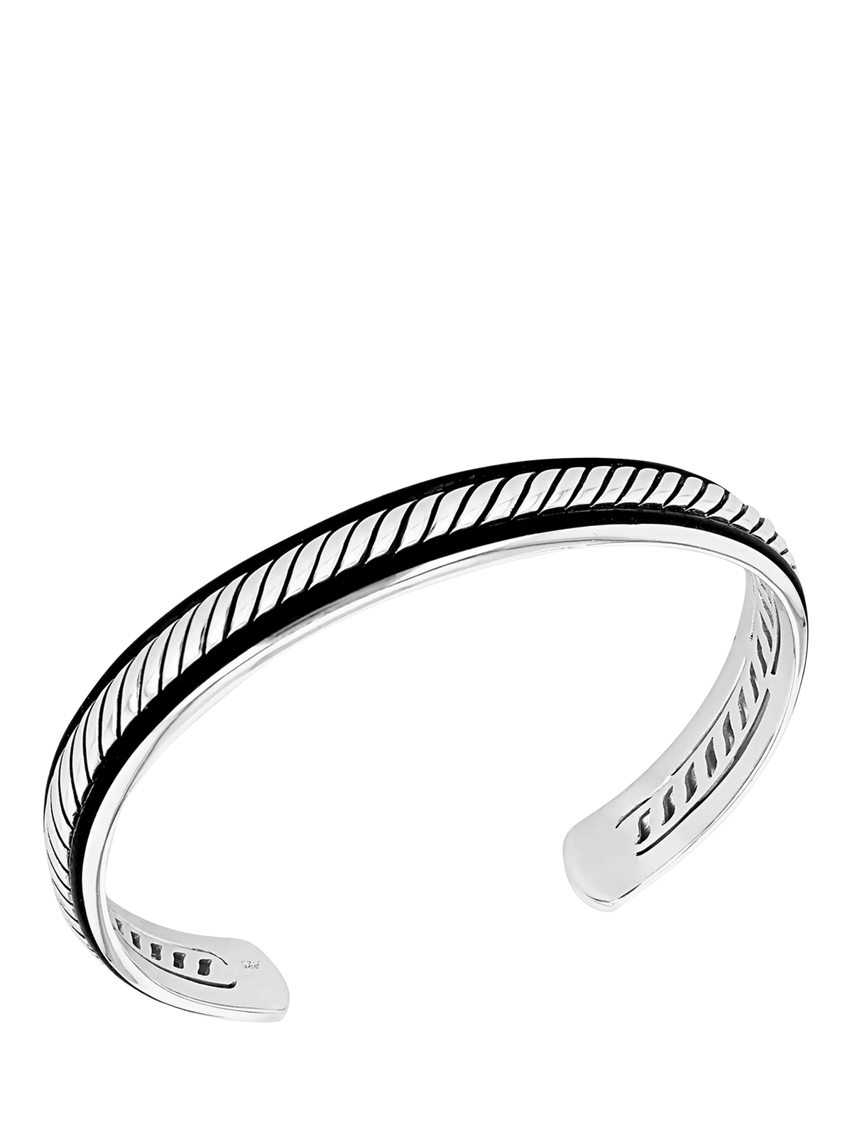 Hoxton London twist leather bangle silver black, imported from the UK