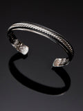 Hoxton London twist leather bangle silver black, imported from the UK