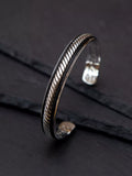 Hoxton London twist leather bangle silver black, imported from the UK