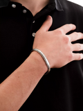 Hoxton London rhodium plated silver satin twist bangle, UK version
