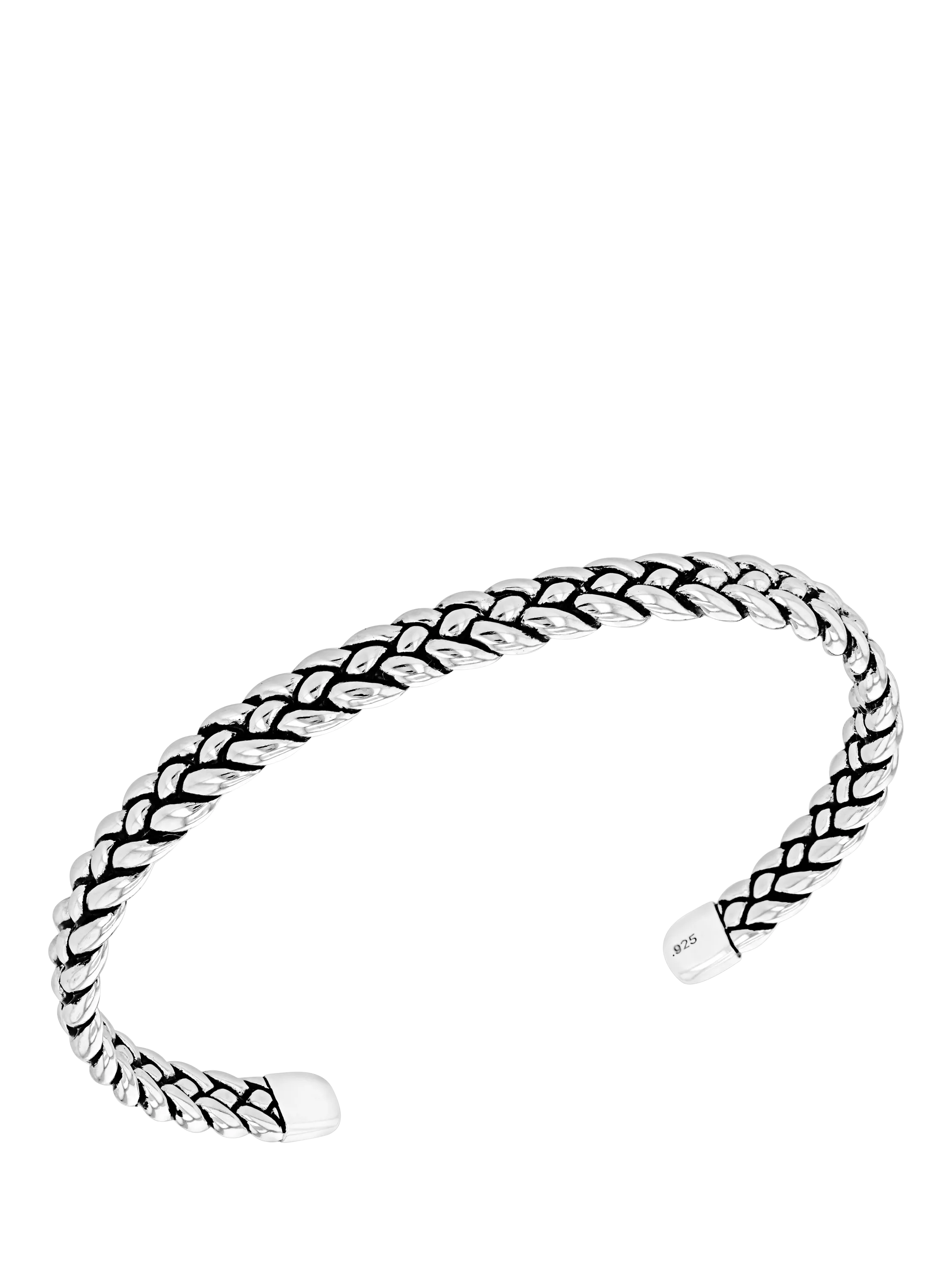 Hoxton London men's oxidised braided silver cuff bangle, UK version