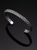 Hoxton London men's oxidised braided silver cuff bangle, UK version