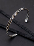 Hoxton London men's oxidised braided silver cuff bangle, UK version