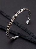 Hoxton London men's oxidised braided silver cuff bangle, UK version
