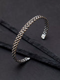 Hoxton London men's oxidised braided silver cuff bangle, UK version