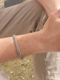 Hoxton London men's oxidised braided silver cuff bangle, UK version
