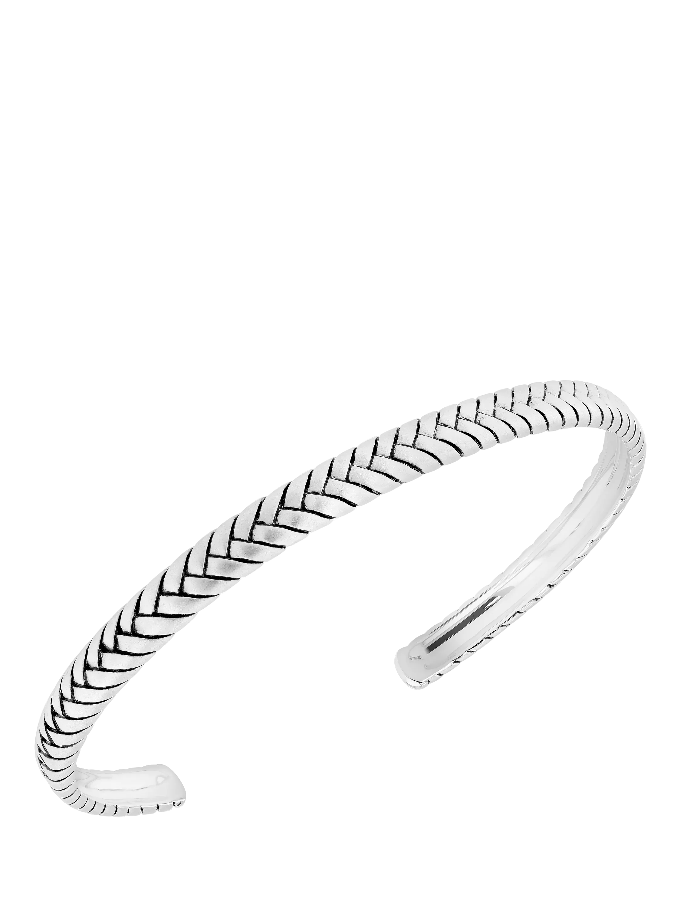 Hoxton London sterling silver herringbone cuff bangle, imported from the UK