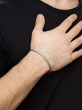 Hoxton London sterling silver herringbone cuff bangle, imported from the UK