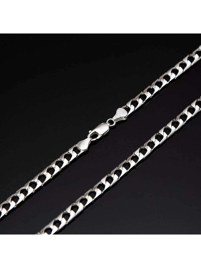 Hoxton London flat square curb chain necklace, UK version