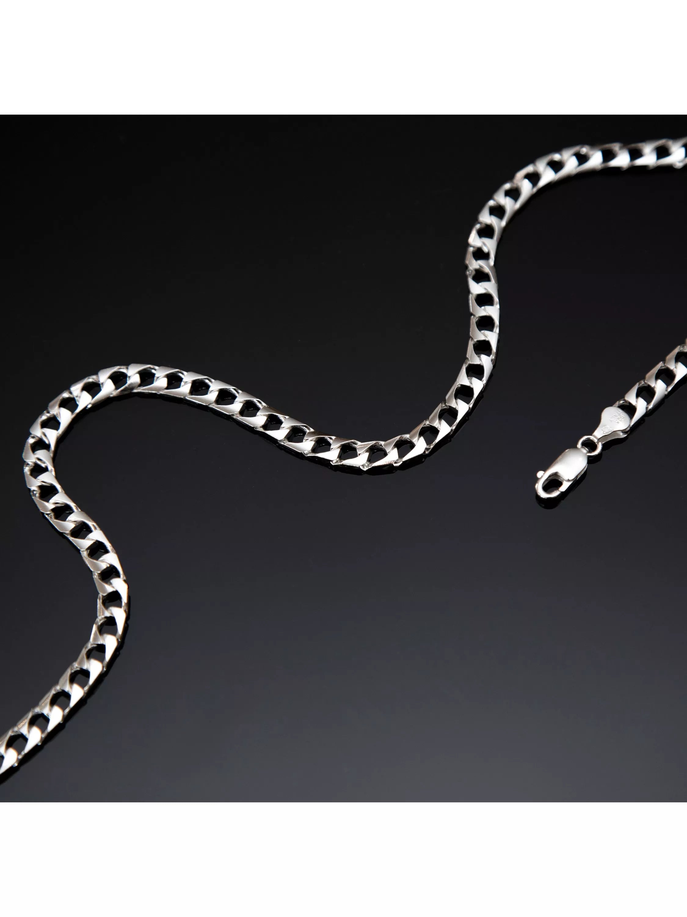 Hoxton London flat square curb chain necklace, UK version