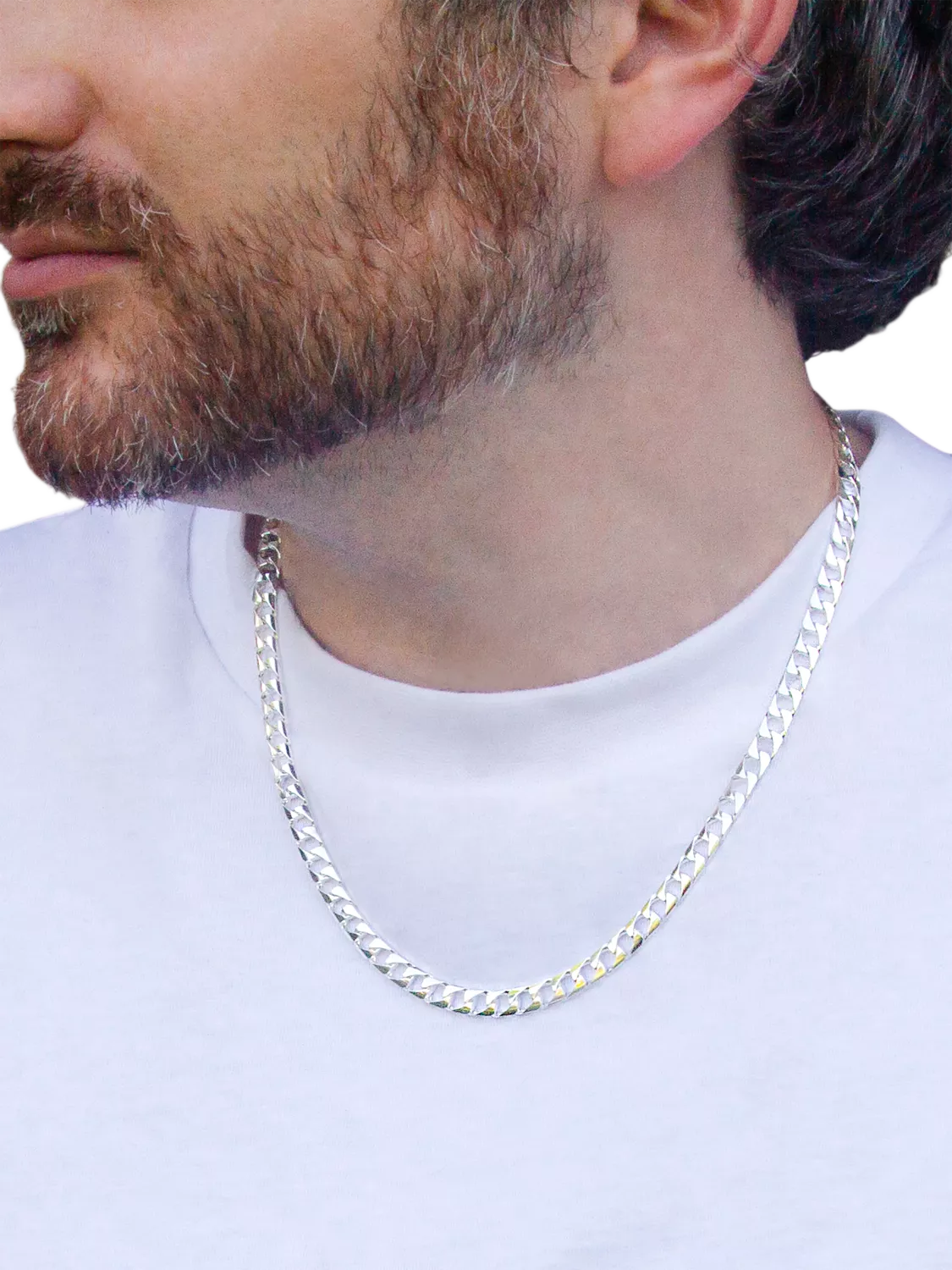 Hoxton London flat square curb chain necklace, UK version