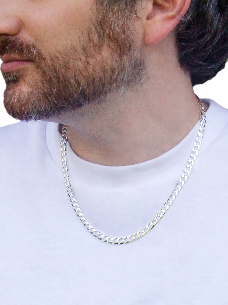 Hoxton London flat square curb chain necklace, UK version