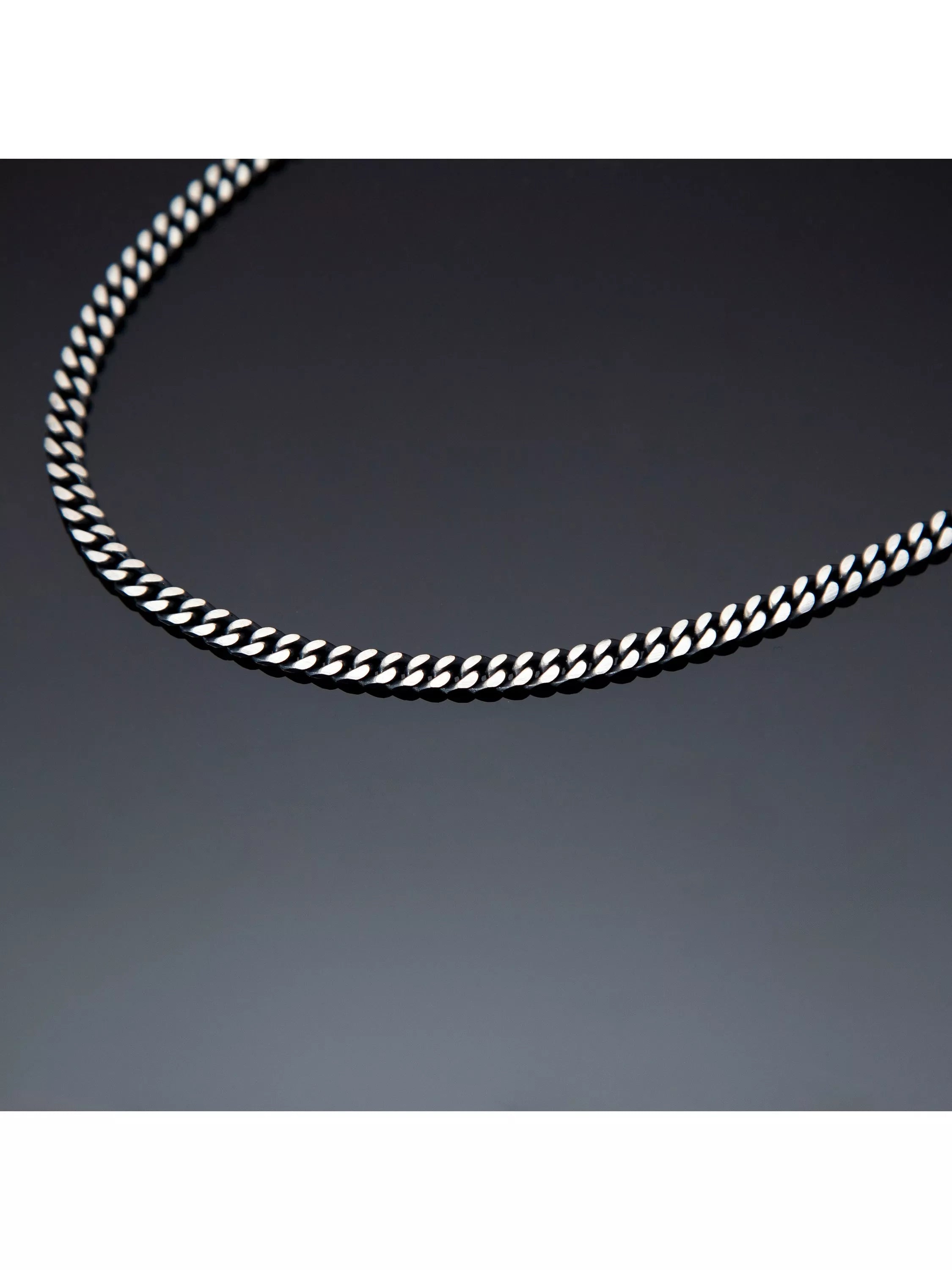 Hoxton London oxidised flat curb chain necklace 51cm, imported from the UK