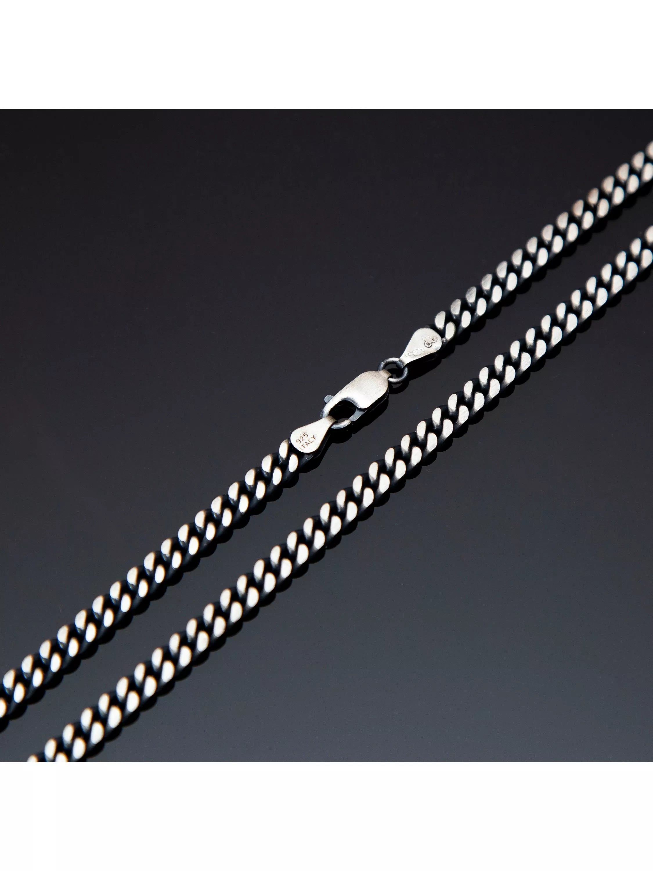 Hoxton London oxidised flat curb chain necklace 51cm, imported from the UK