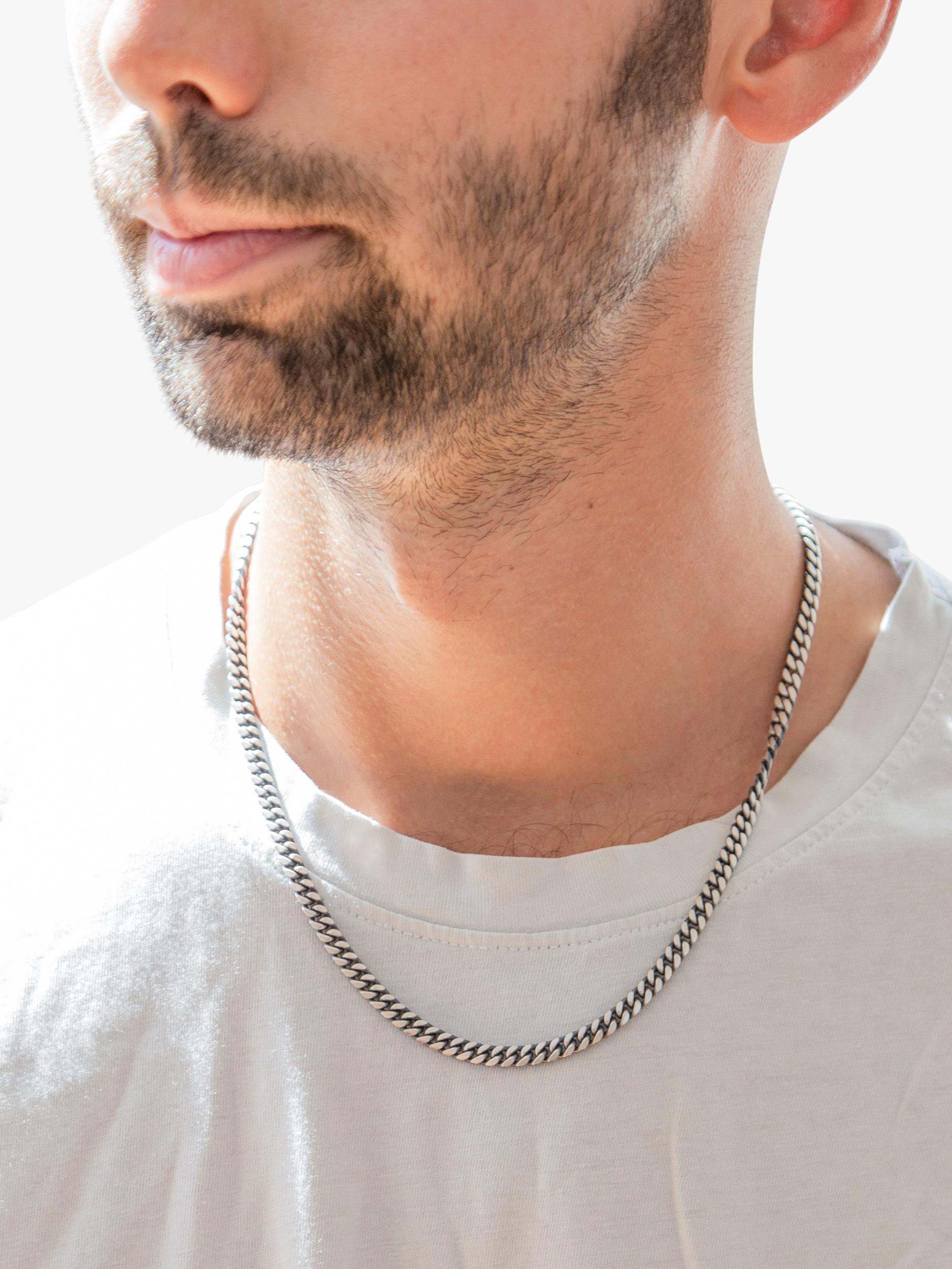 Hoxton London oxidised flat curb chain necklace 51cm, imported from the UK