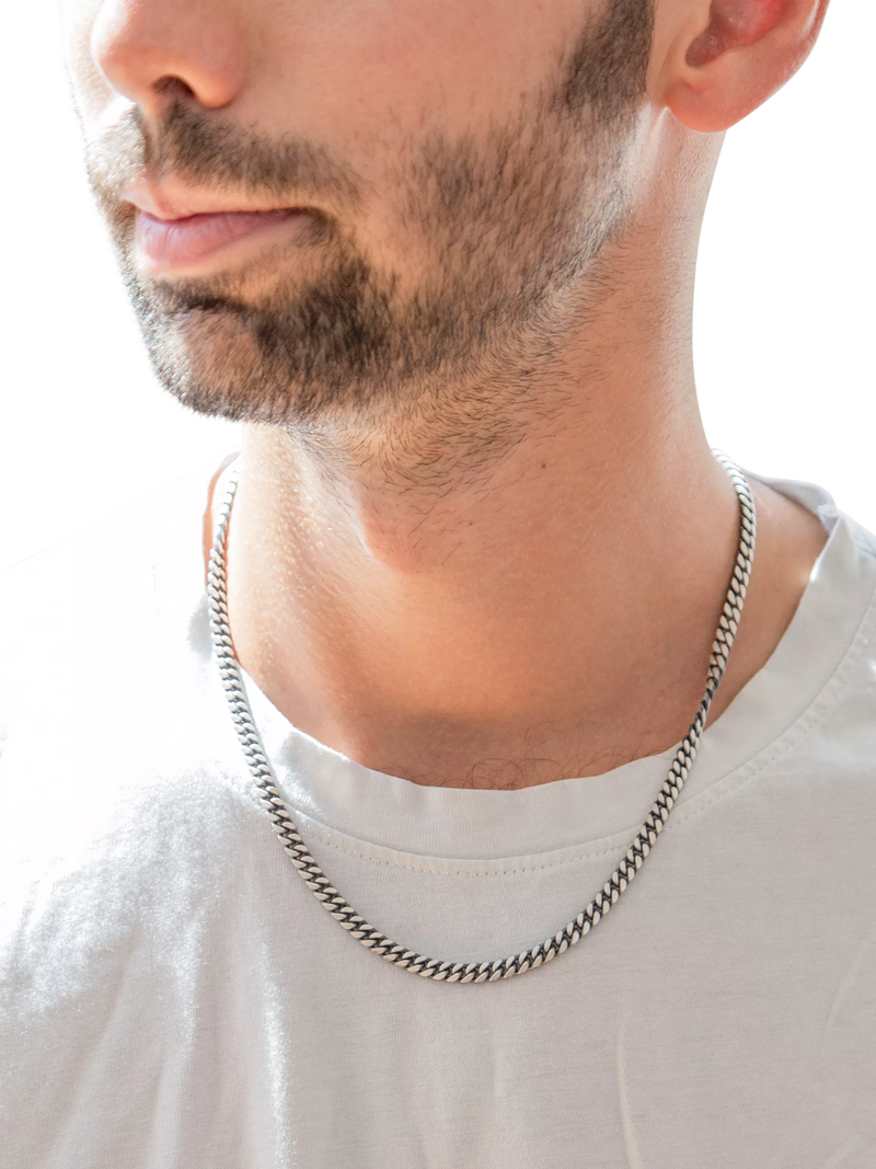 Hoxton London oxidised flat curb chain necklace 51cm, imported from the UK