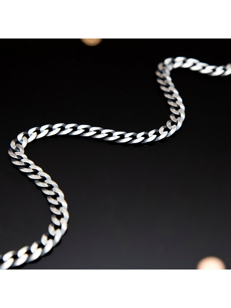 Hoxton London oxidised flat curb chain necklace 51cm, imported from the UK