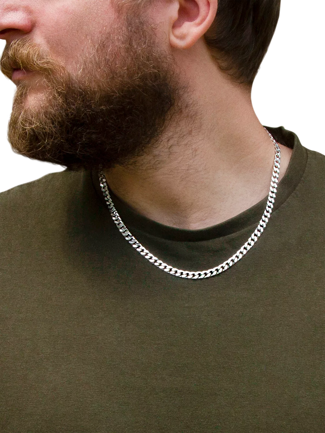 Hoxton London men's silver curb chain necklace 51cm, UK version