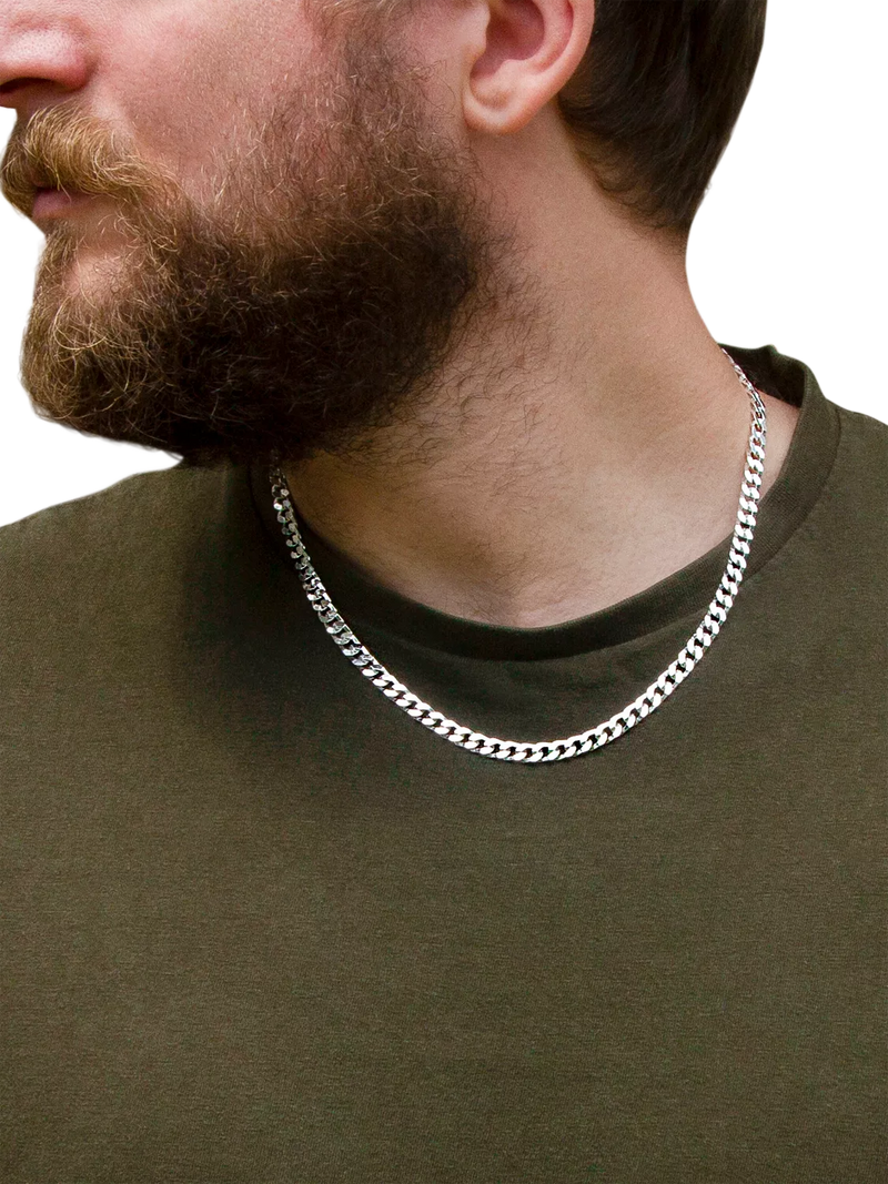 Hoxton London men's silver curb chain necklace 51cm, UK version