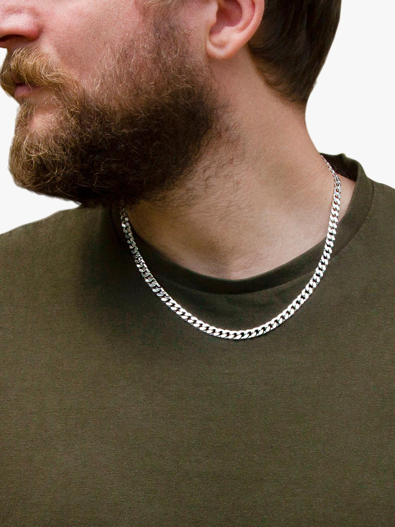 Hoxton London men's silver curb chain necklace 51cm, UK version