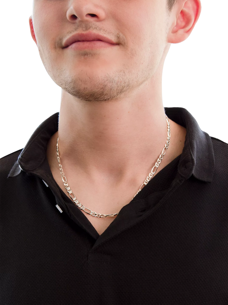 Hoxton London men's figaro rambo chain necklace sterling silver 51cm, imported from the UK