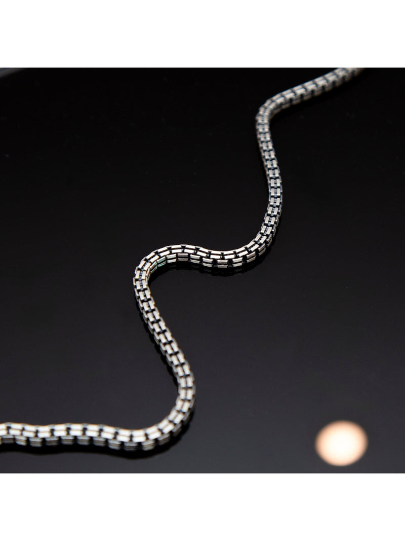 Hoxton London oxidised grooved box chain necklace 51cm (British brand)