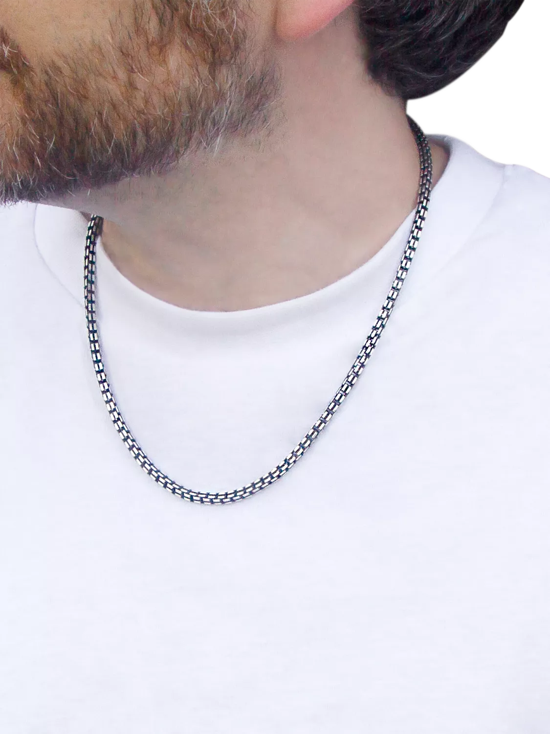 Hoxton London oxidised grooved box chain necklace 51cm (British brand)
