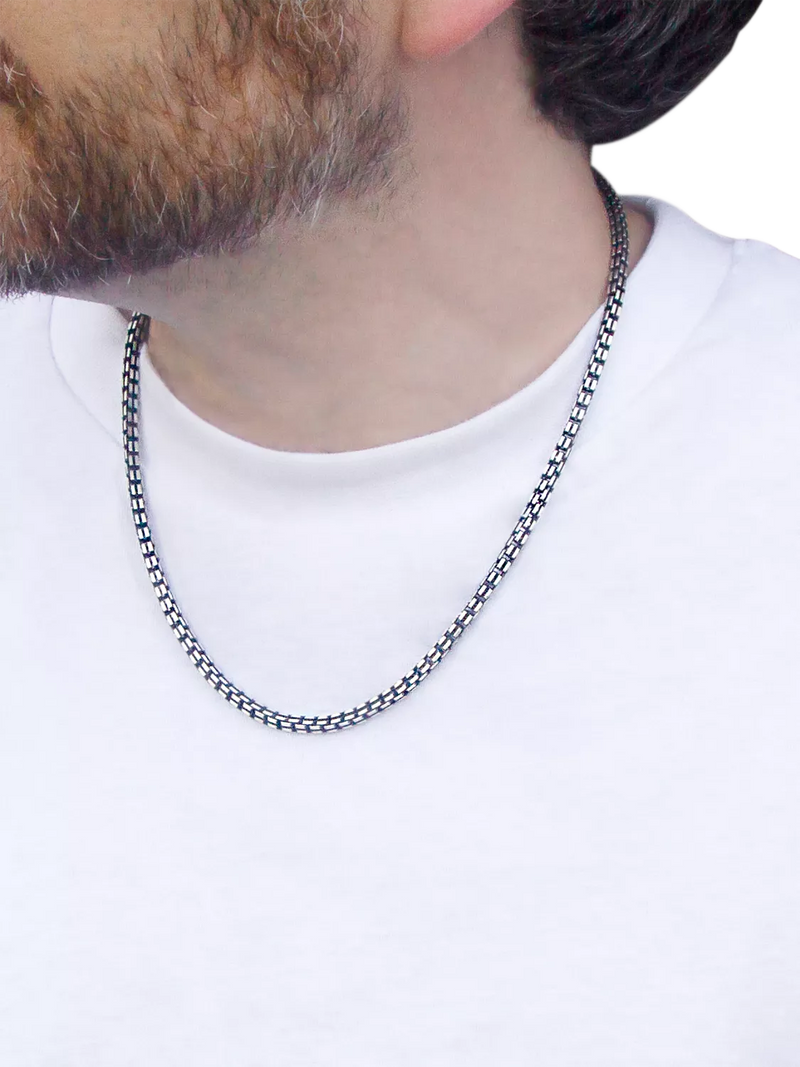 Hoxton London oxidised grooved box chain necklace 51cm (British brand)