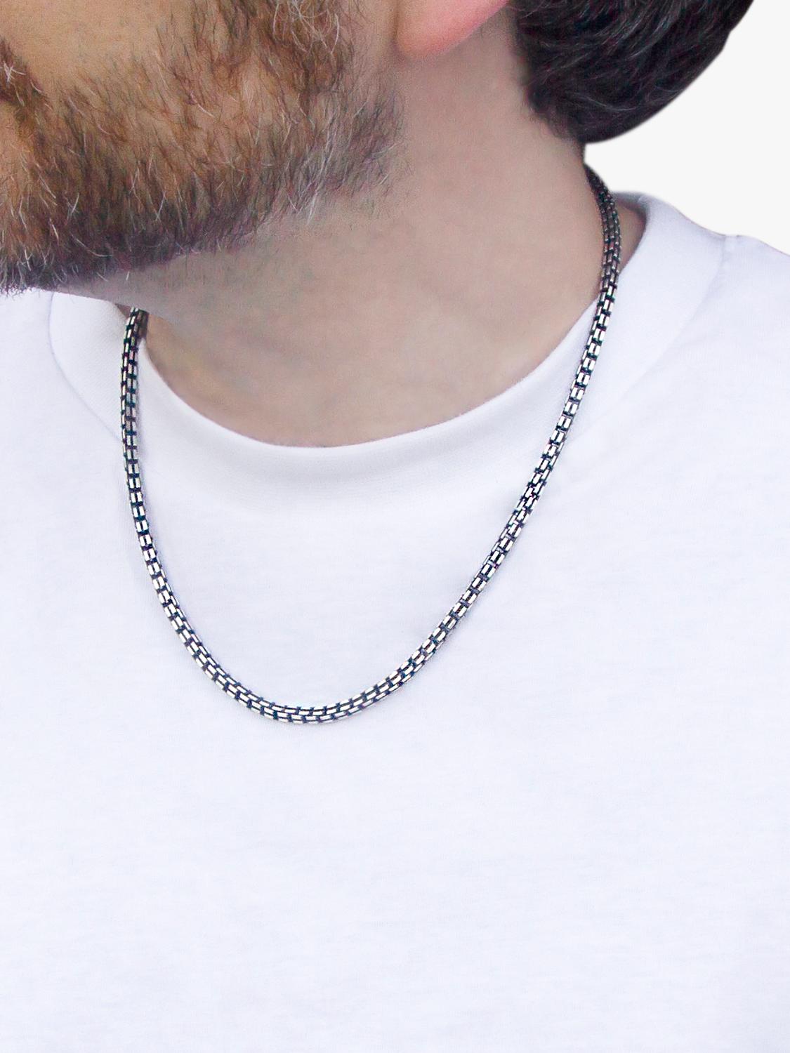 Hoxton London oxidised grooved box chain necklace 51cm (British brand)