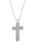 Hoxton London rhodium plated silver cross necklace 51cm, UK version