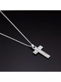 Hoxton London rhodium plated silver cross necklace 51cm, UK version