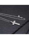Hoxton London rhodium plated silver cross necklace 51cm, UK version