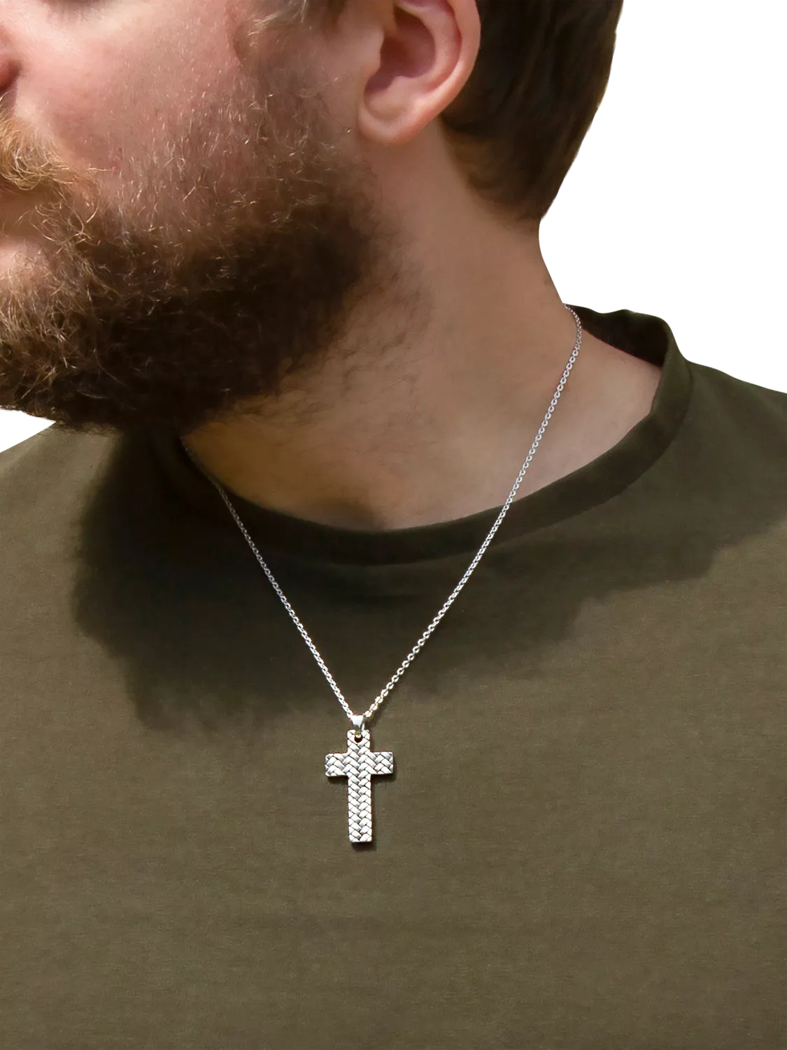 Hoxton London rhodium plated silver cross necklace 51cm, UK version