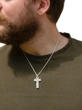Hoxton London rhodium plated silver cross necklace 51cm, UK version