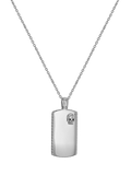 Hoxton London rhodium plated dog tag necklace in silver, imported from the UK