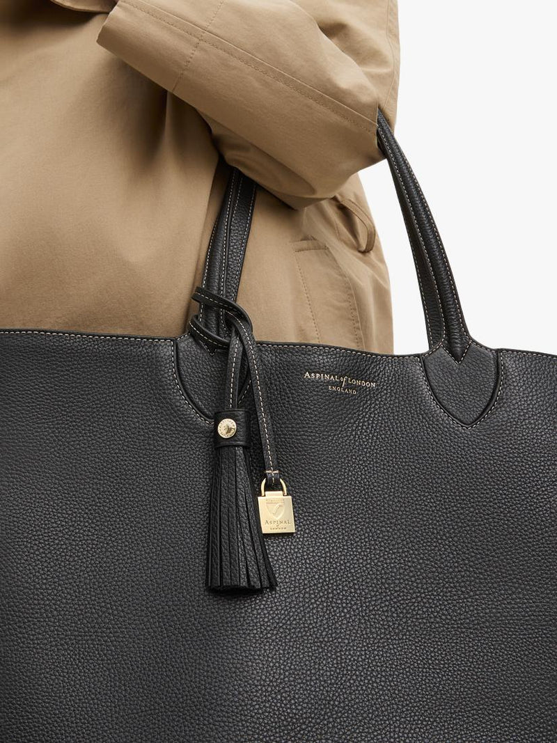 Sac cabas surdimensionné Aspinal of London en cuir grainé, version britannique