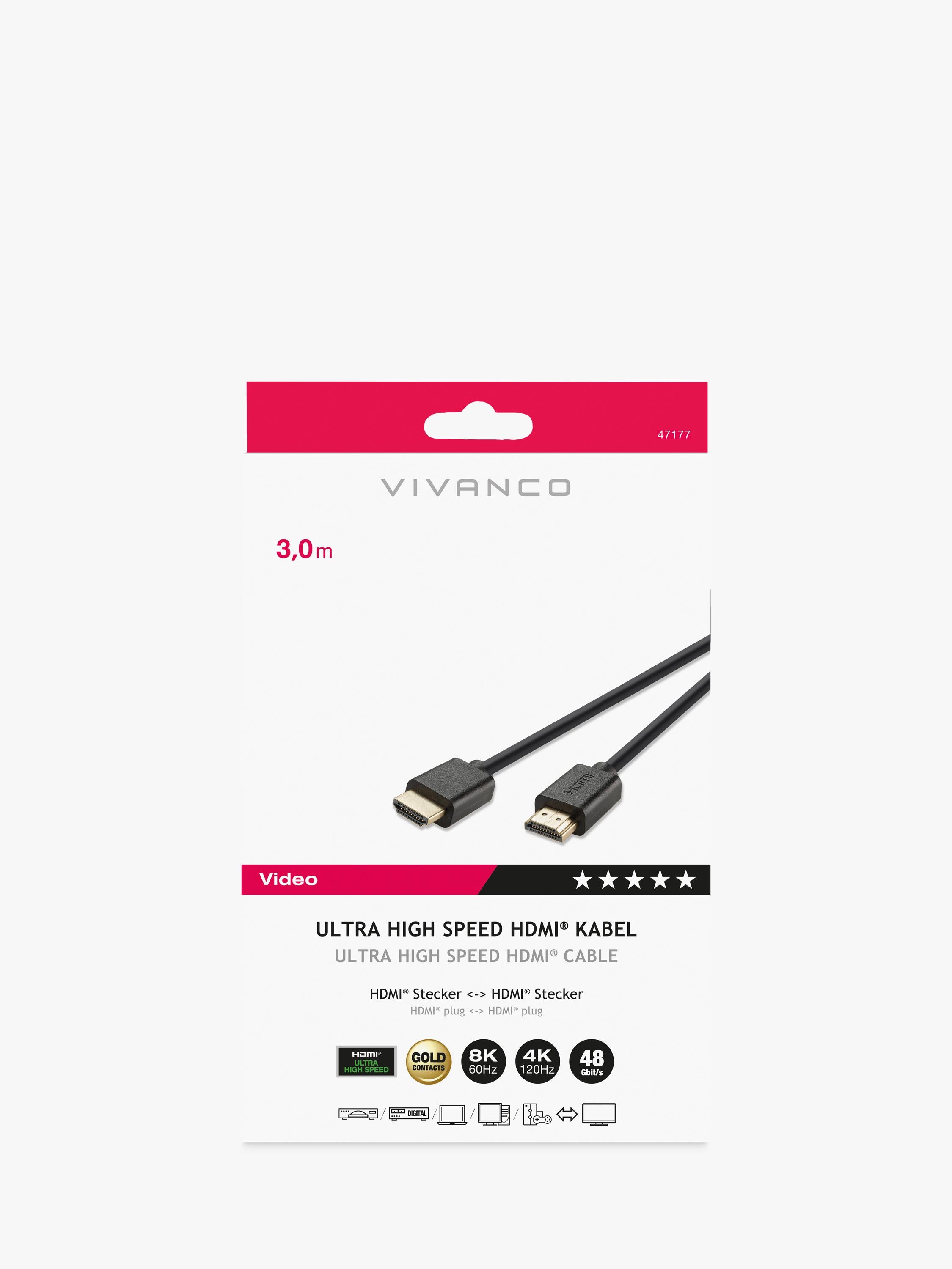 Vivanco high-definition 8K HDMI cable 3m, UK version