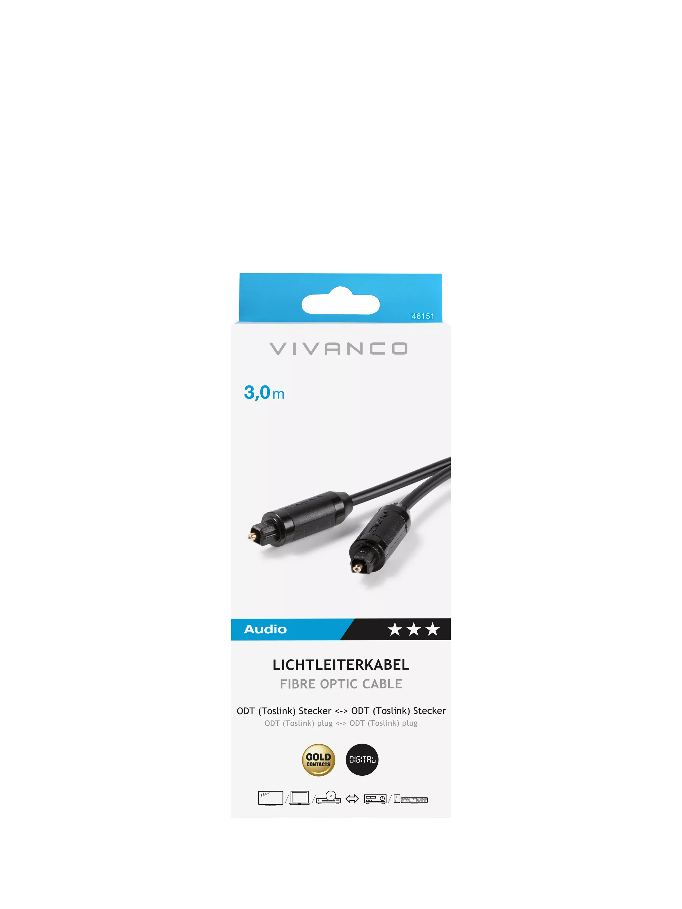 Vivanco fibre optic cable 3m, UK version