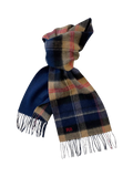 Solesmith personalised lambswool tartan scarf in navy (British brand)