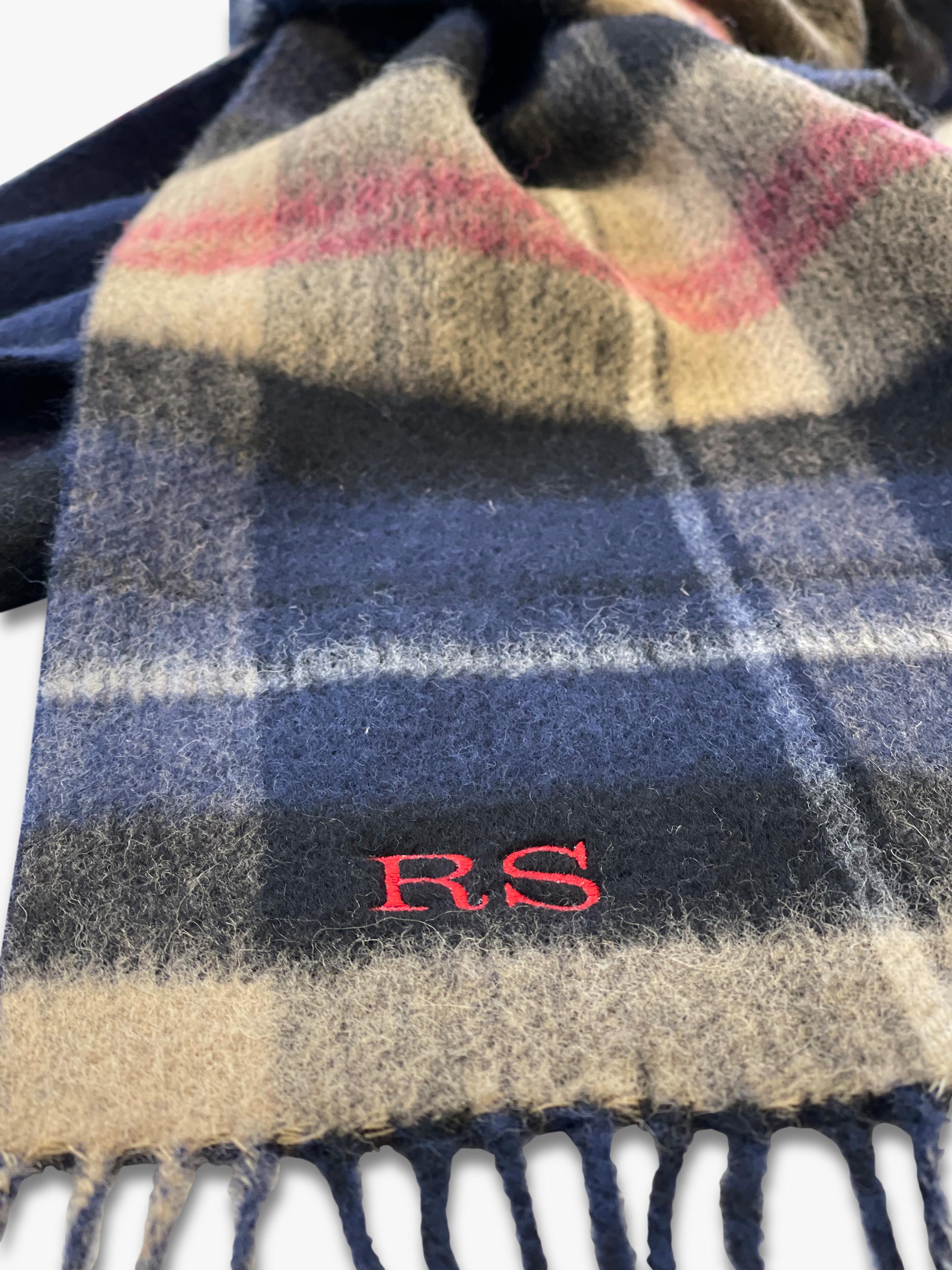 Solesmith personalised lambswool tartan scarf in navy (British brand)