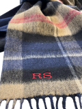 Solesmith personalised lambswool tartan scarf in navy (British brand)