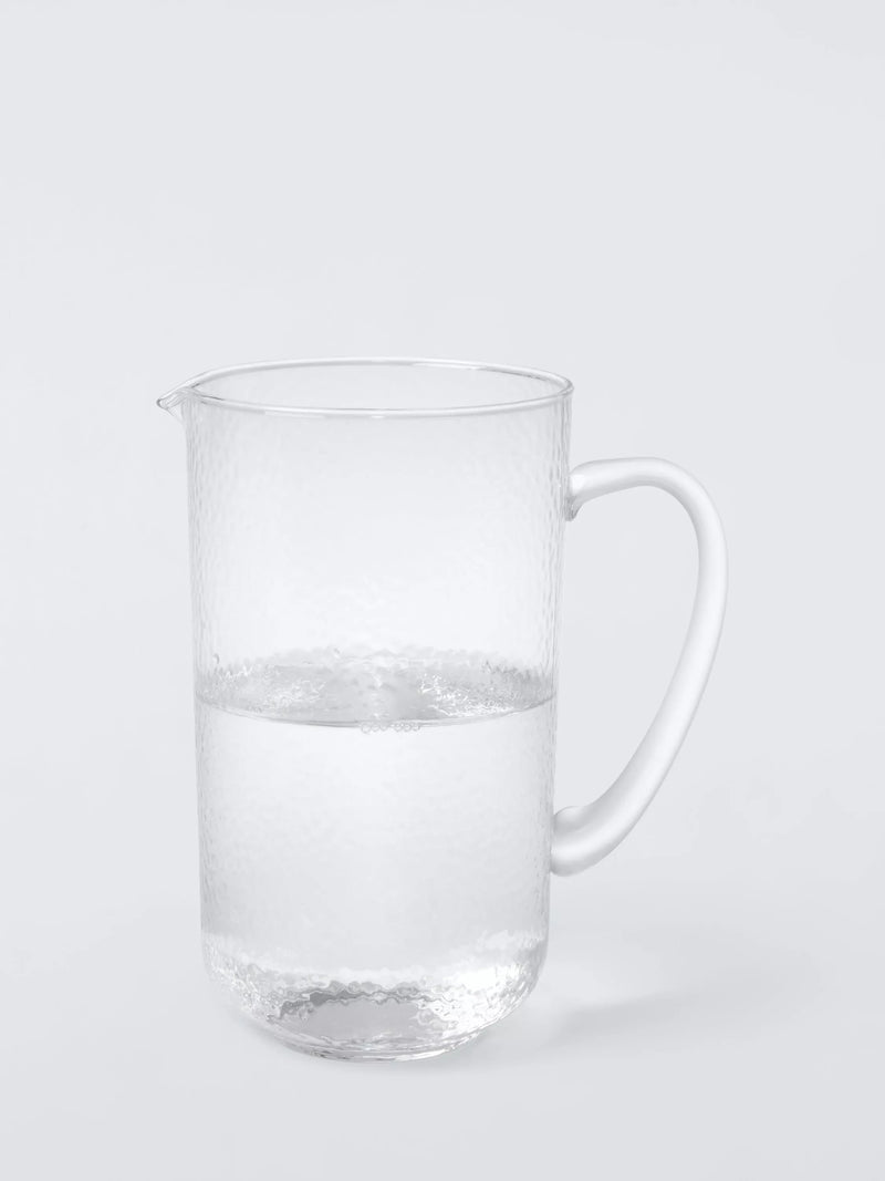 John Lewis hammered glass jug 1.37L clear, imported from the UK