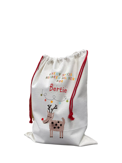 John Lewis Solesmith Christmas Reindeer Personalised Toy Sack Multi Christmas Gift Sack 68x59cm- Buy online at McGrocer