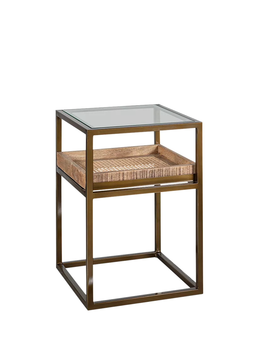 Nkuku Luzon side table metallic brass, imported from the UK