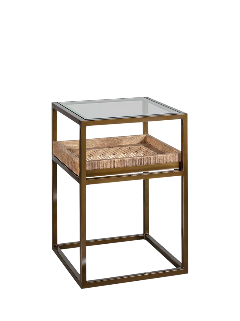 Nkuku Luzon side table metallic brass, imported from the UK