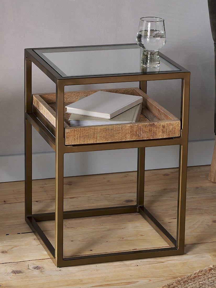 Nkuku Luzon side table metallic brass, imported from the UK