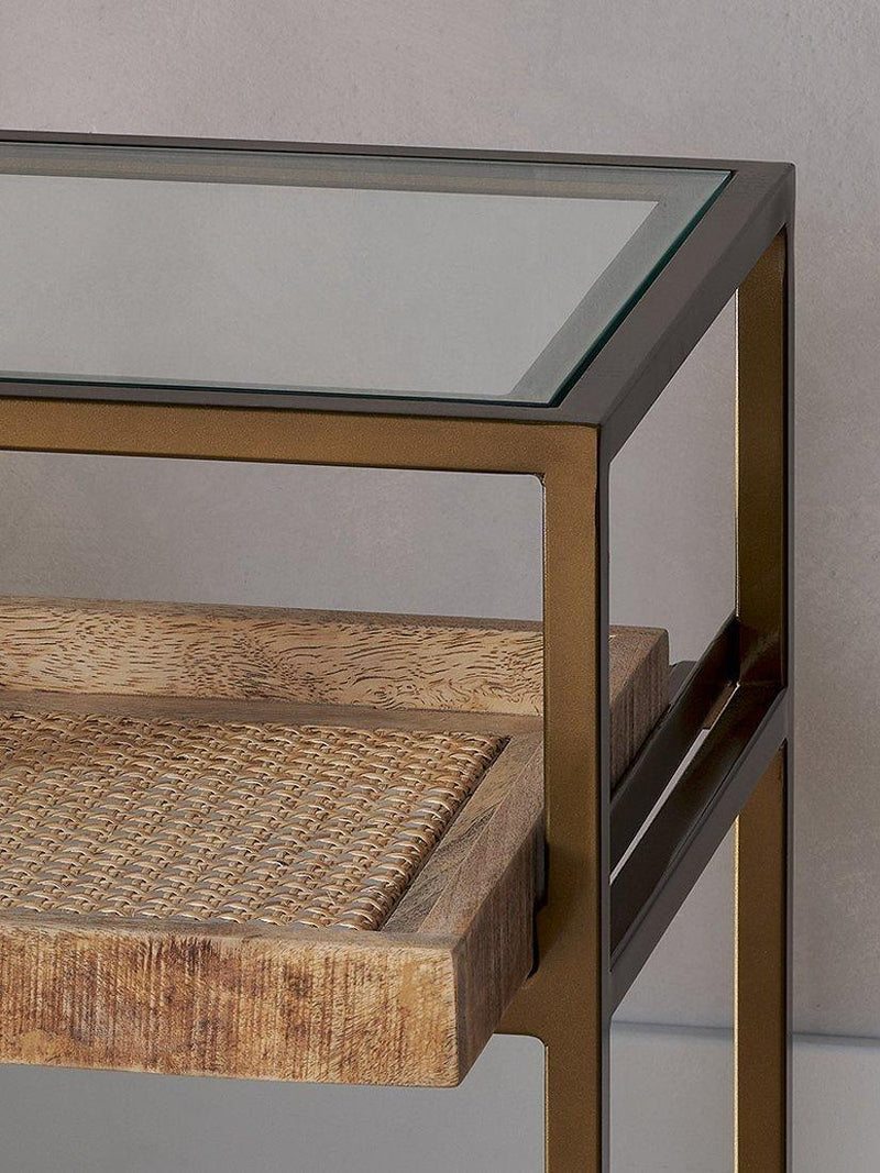 Nkuku Luzon side table metallic brass, imported from the UK
