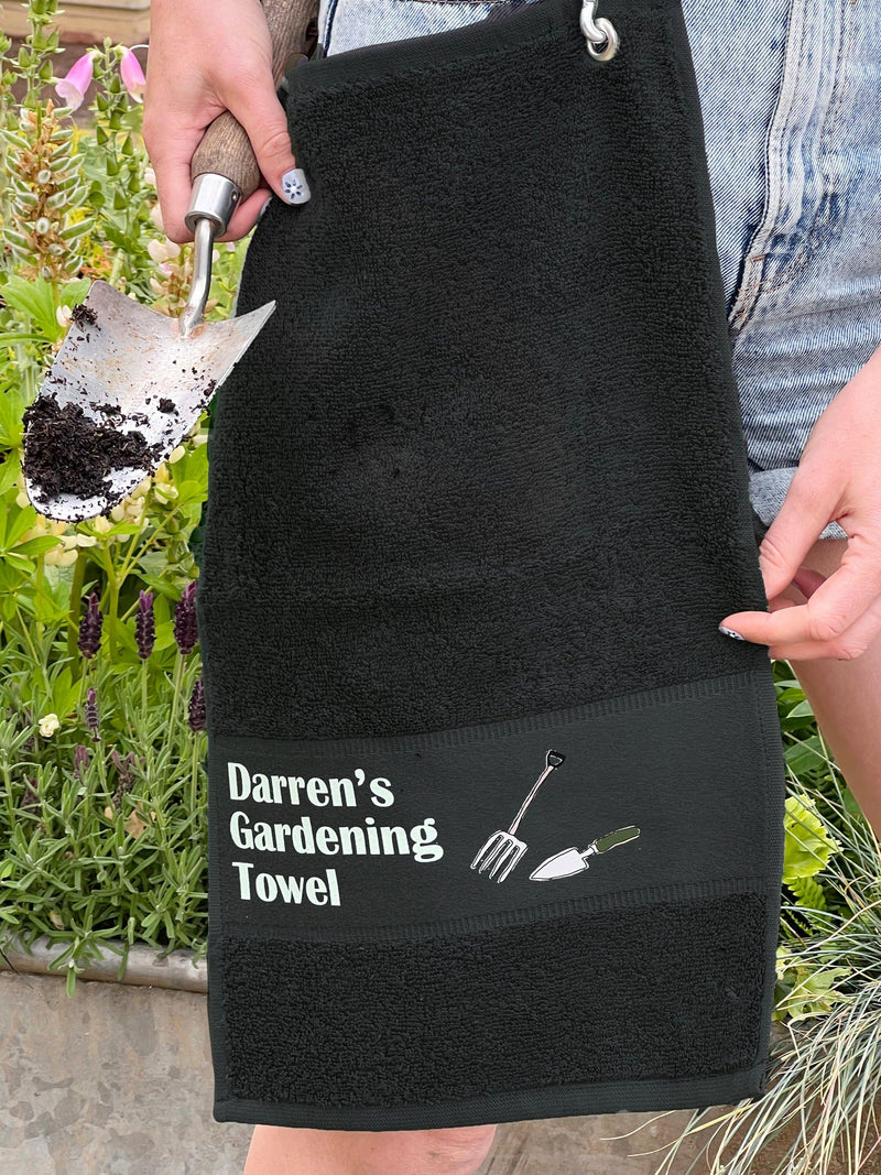 Solesmith personalised gardening hand towel, UK version