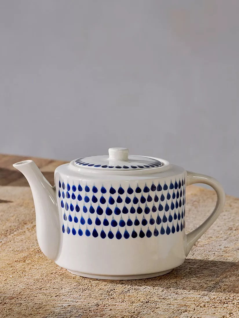 Nkuku Indigo Drop ceramic teapot, UK version