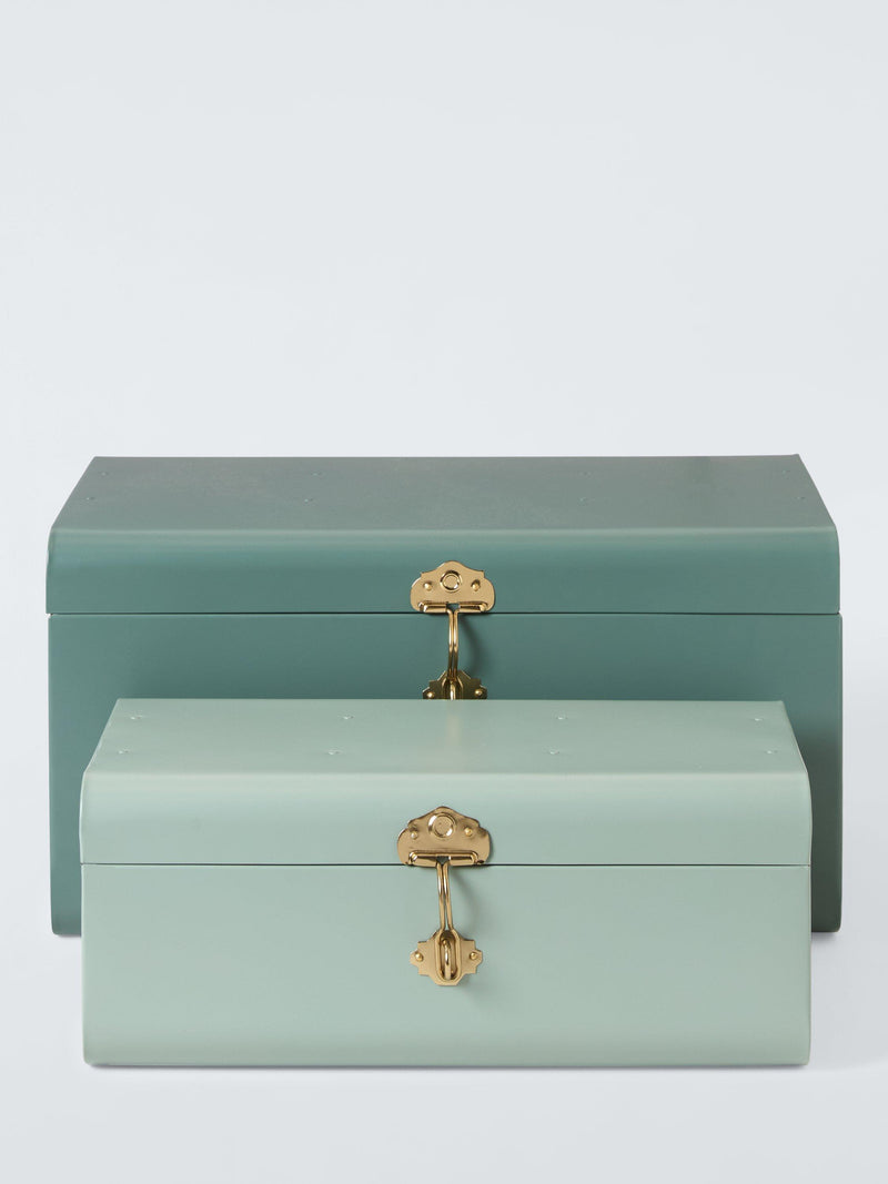 John Lewis metal storage trunk set Pacific Rosemary colours - British product